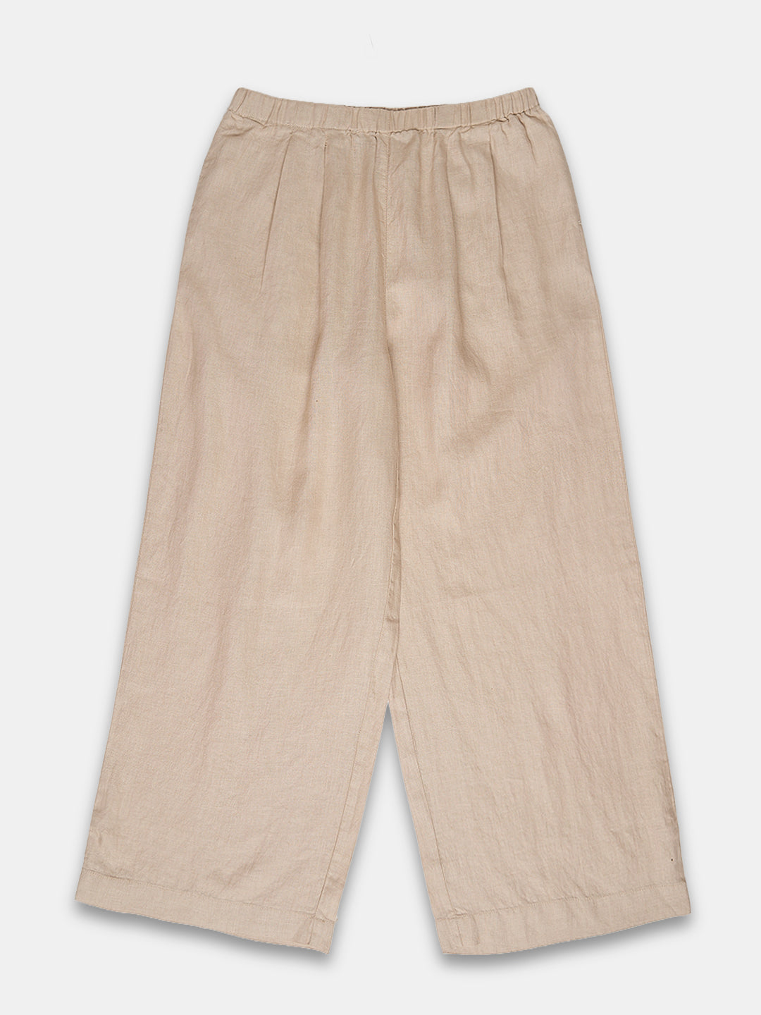 Women's 100% Linen  Regular Fit Pant Beige