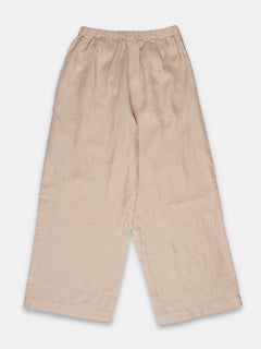 Women's 100% Linen  Regular Fit Pant Beige