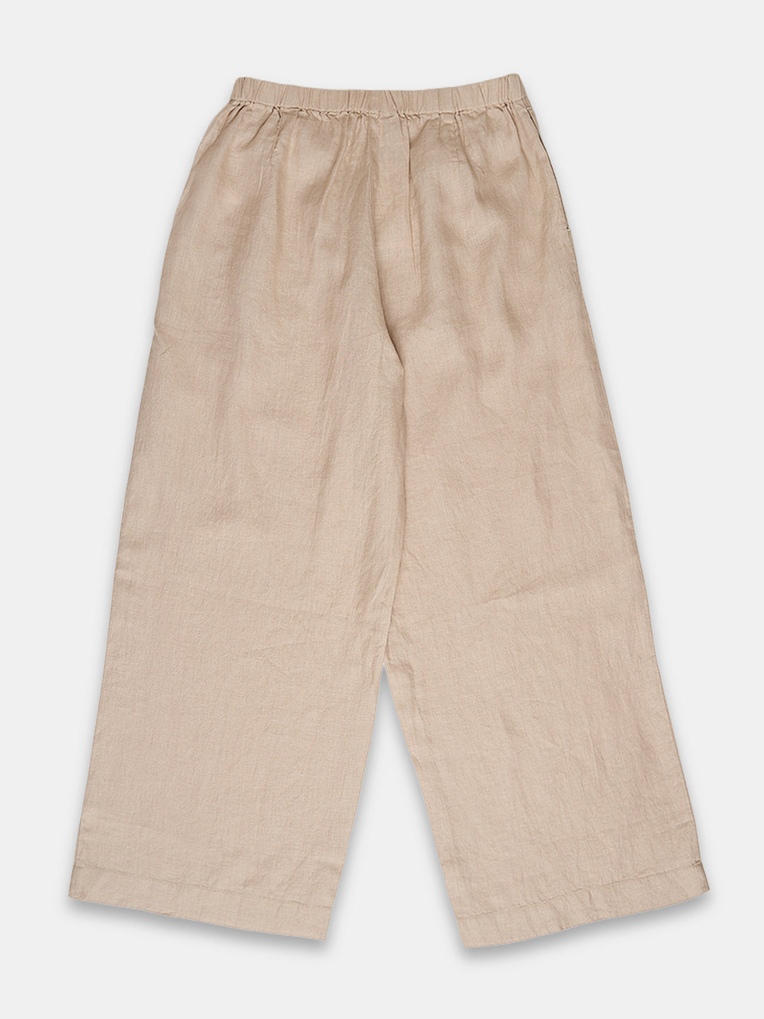 Women's 100% Linen  Regular Fit Pant Beige