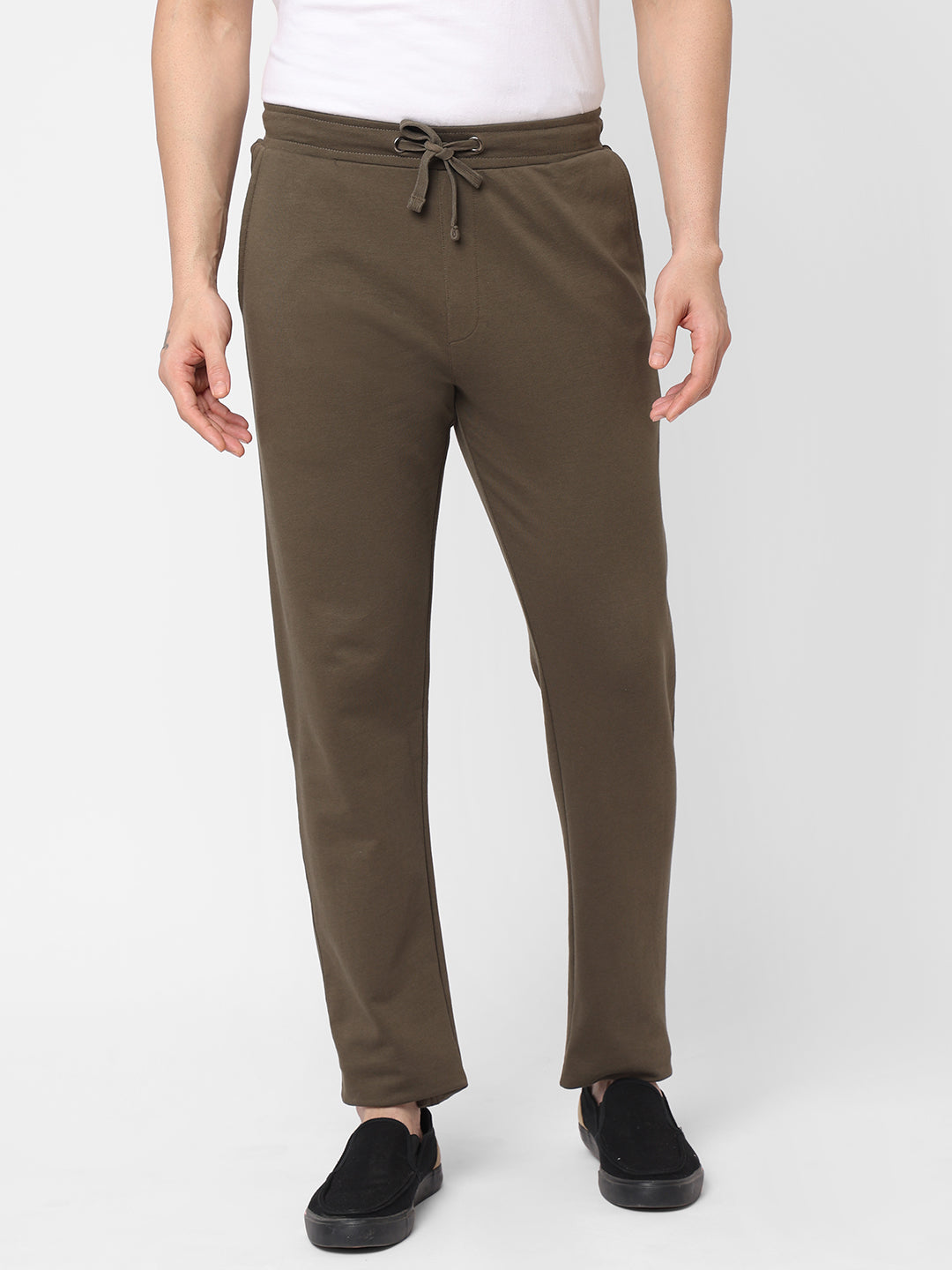 Men's 100% Cotton Olive Regular Fit Track Pants