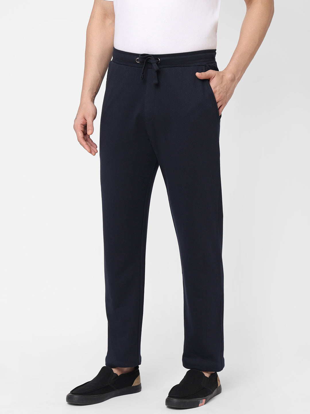 Men's 100% Cotton Navy Regular Fit Track Pants