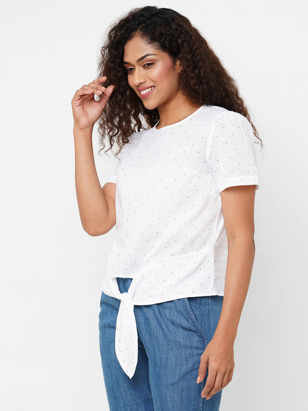 Women's Cotton White Regular Fit Blouse
