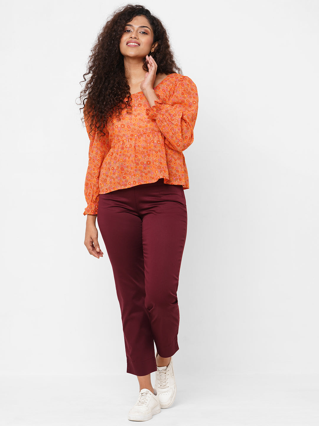 Buy Kazo Women Rust Red Regular Fit Solid Bootcut Trousers  Trousers for  Women 9122141  Myntra