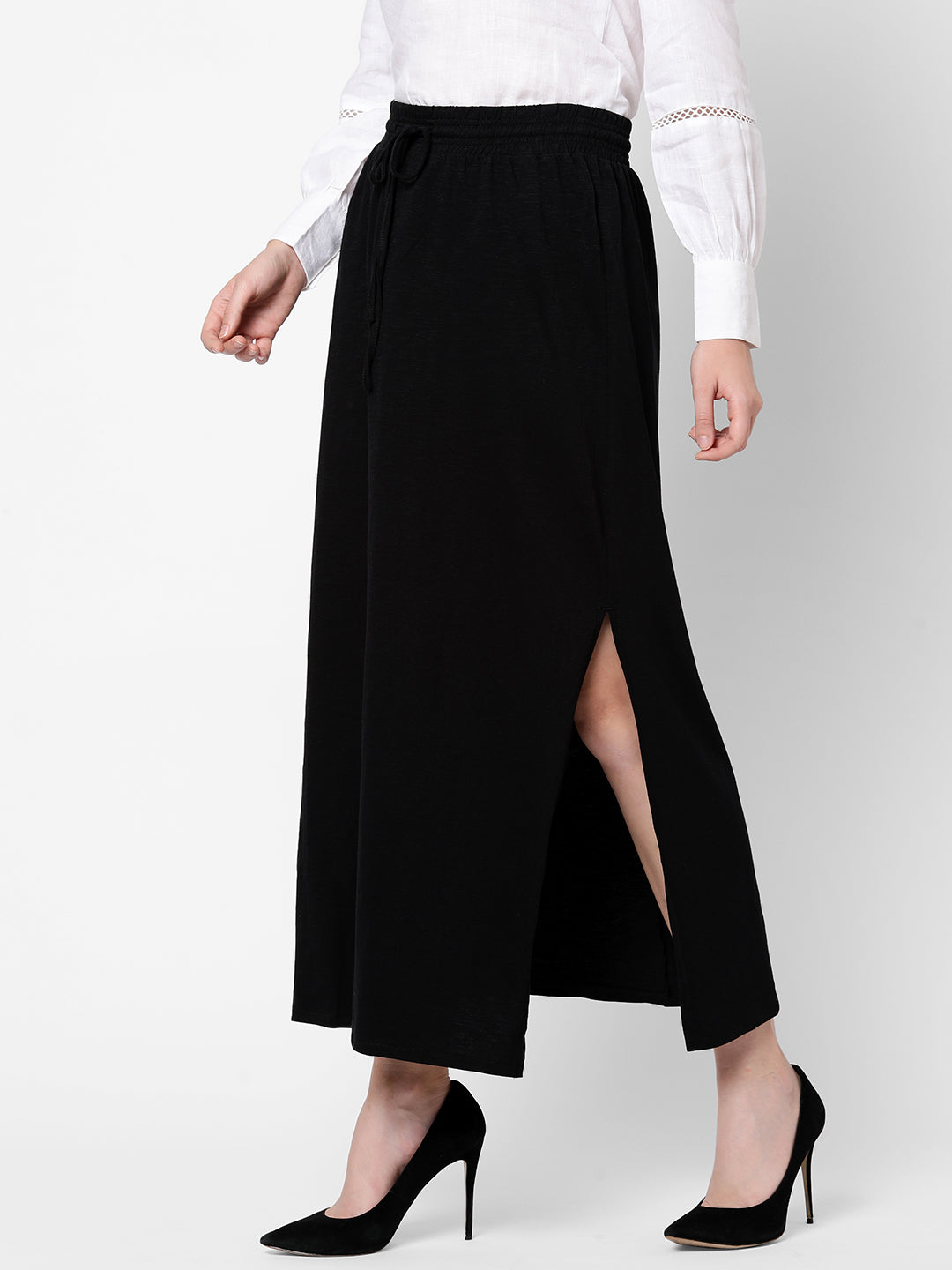 Womens Cotton Black Regular Fit Kskirt