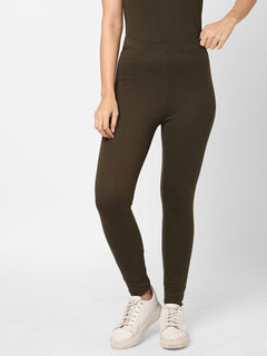 Women’s Cotton Elastane Slim Fit Tights Olive