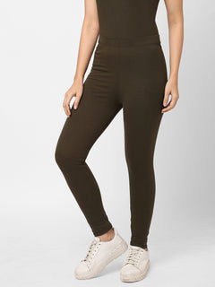 Women’s Cotton Elastane Slim Fit Tights Olive