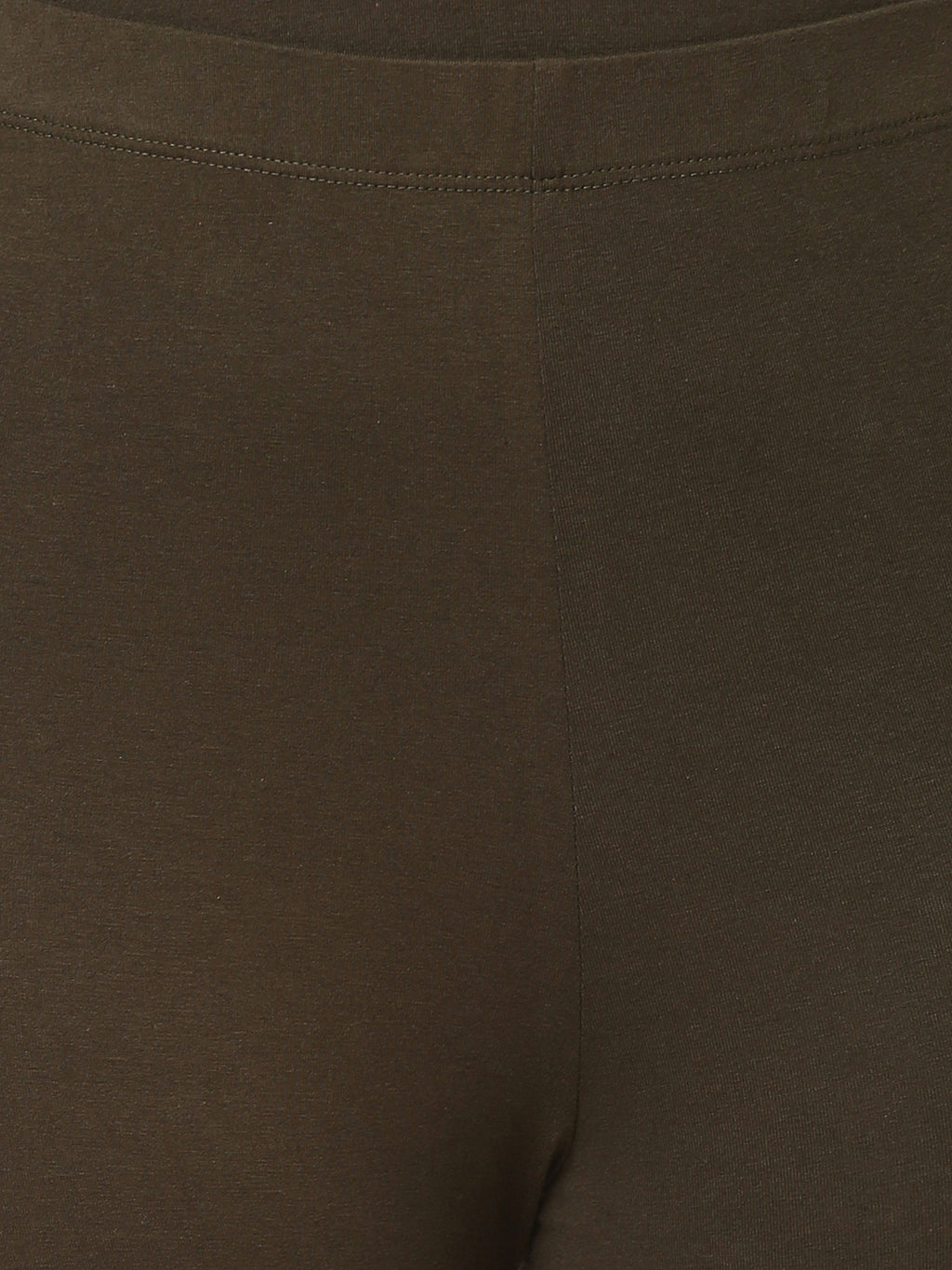 Women's Olive Cotton Elastane Slim Fit Knit Tights
