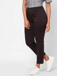 Women’s Cotton Lycra Regular Fit Pant Brown