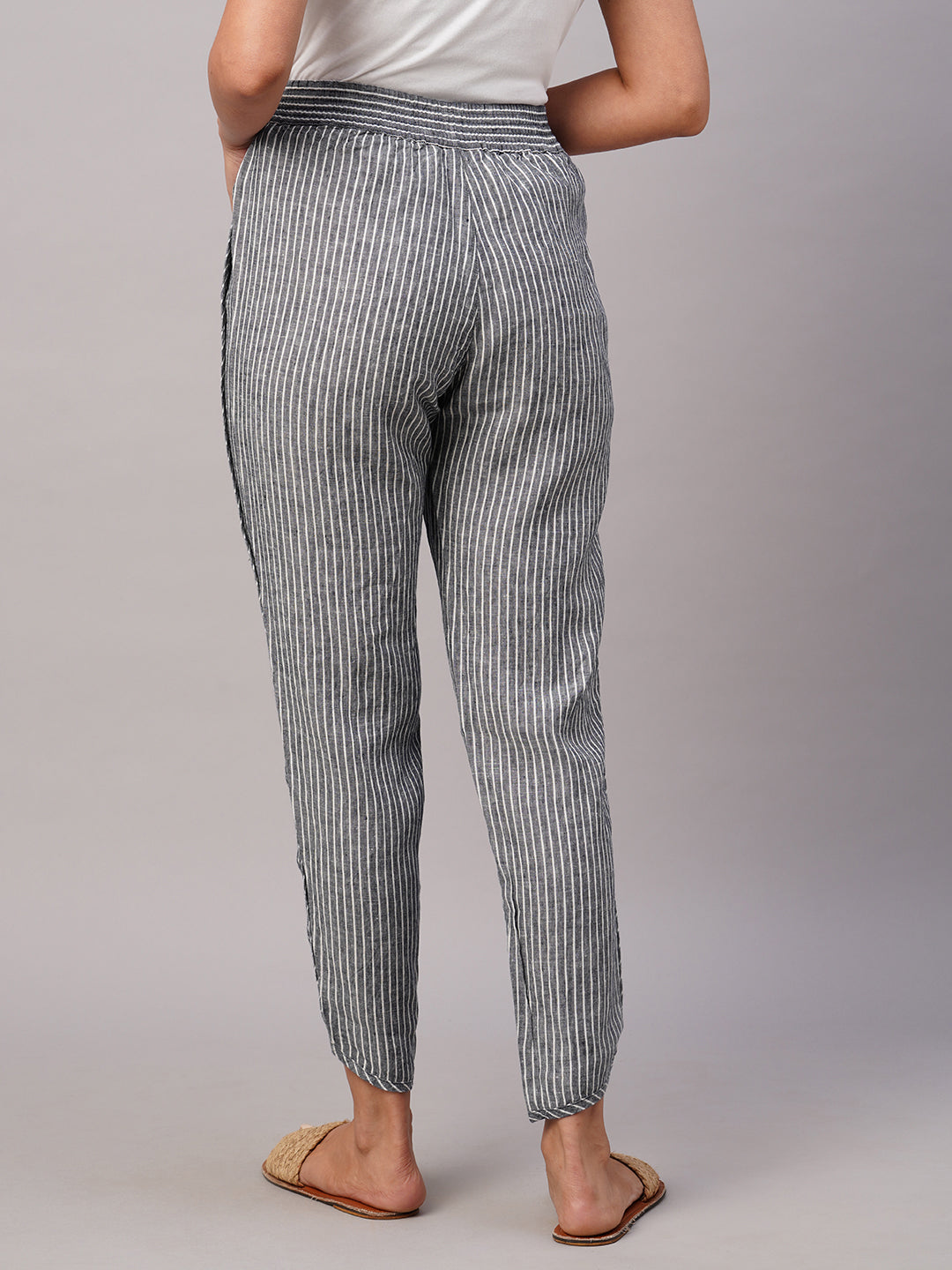 Women's Charcoal Grey Pinstripe Wide Leg Ladies' Tailored Trousers –  Threadbare