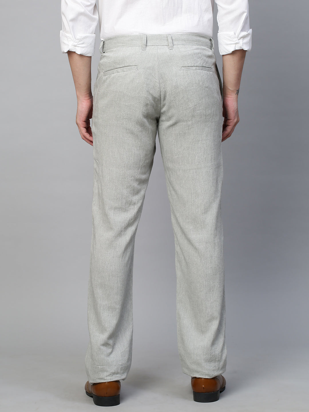 Buy Tommy Hilfiger Men Men Grey Slim Fit Linen Cotton Casual Trousers   NNNOWcom
