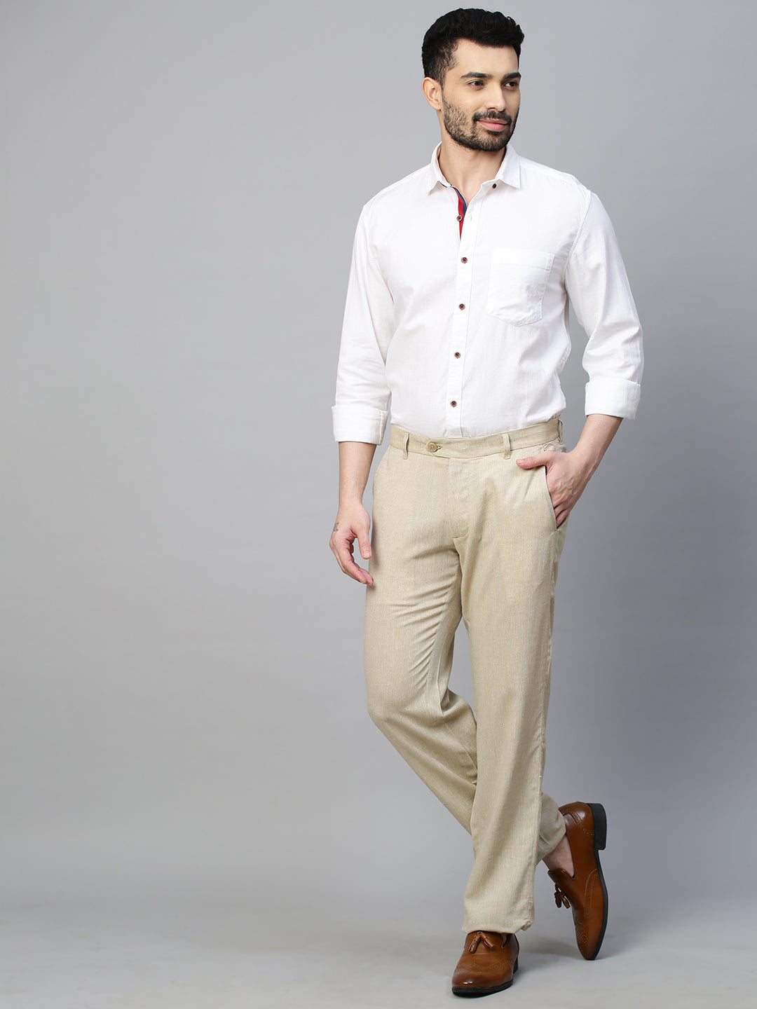 Xposed Mens Linen Suit Trousers Cotton Blend Stripes India  Ubuy