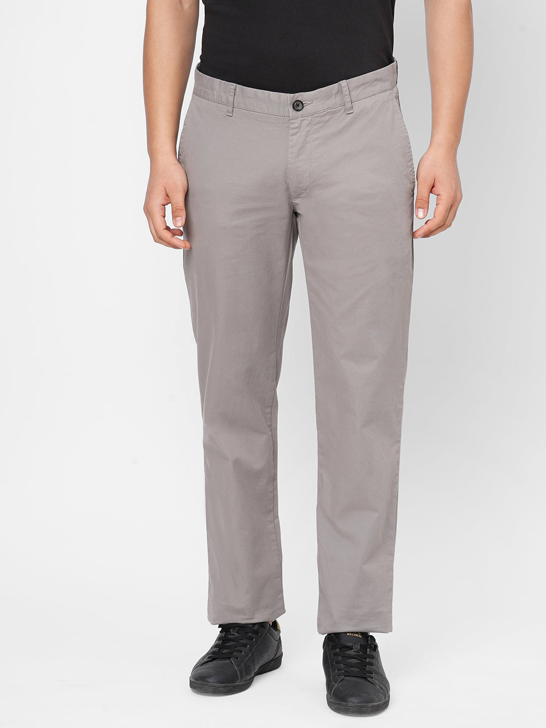 Men's Cotton Lycra Grey Regular Fit Pant