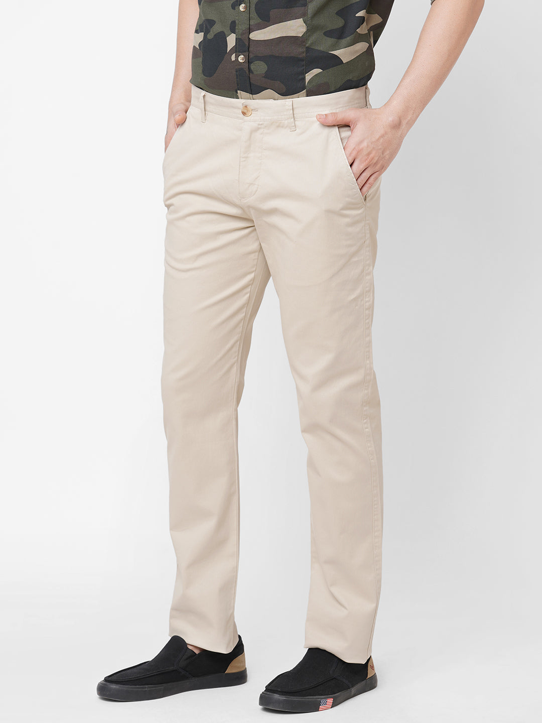 Cross County Club Mens Solid Cotton Cargo Trousers