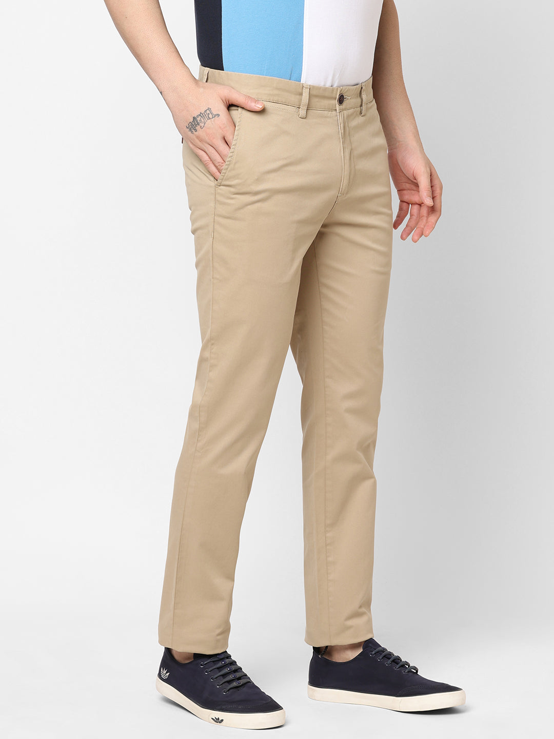 Buy Mens Cotton Lycra Casual Wear Slim Fit Pants