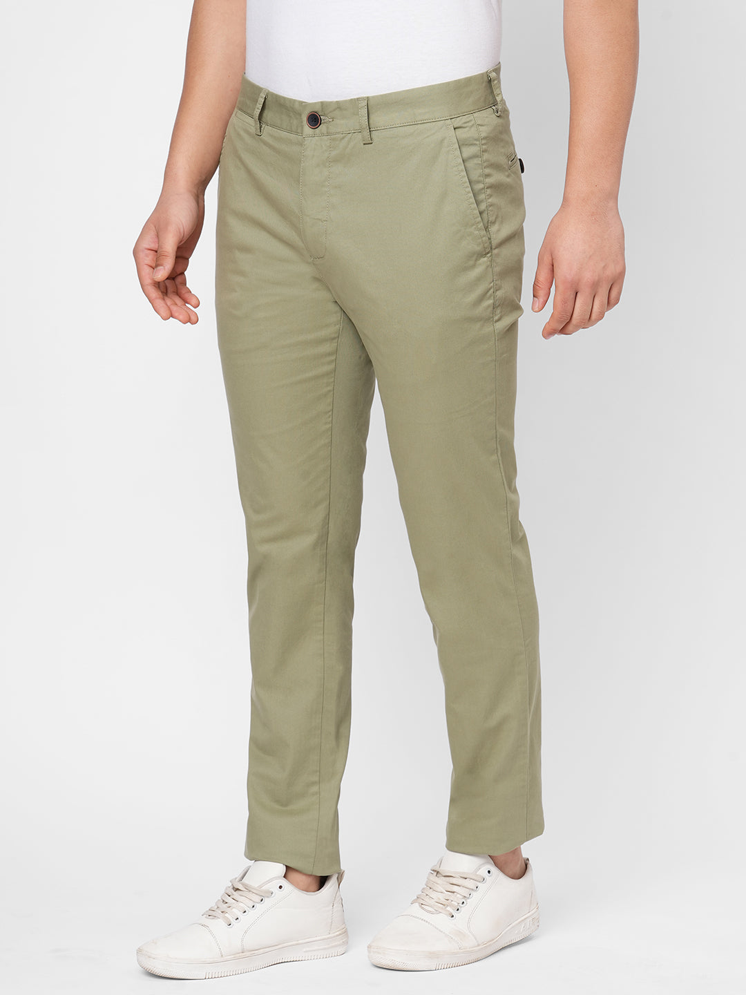 Men's Cotton Lycra Green Slim Fit Pant