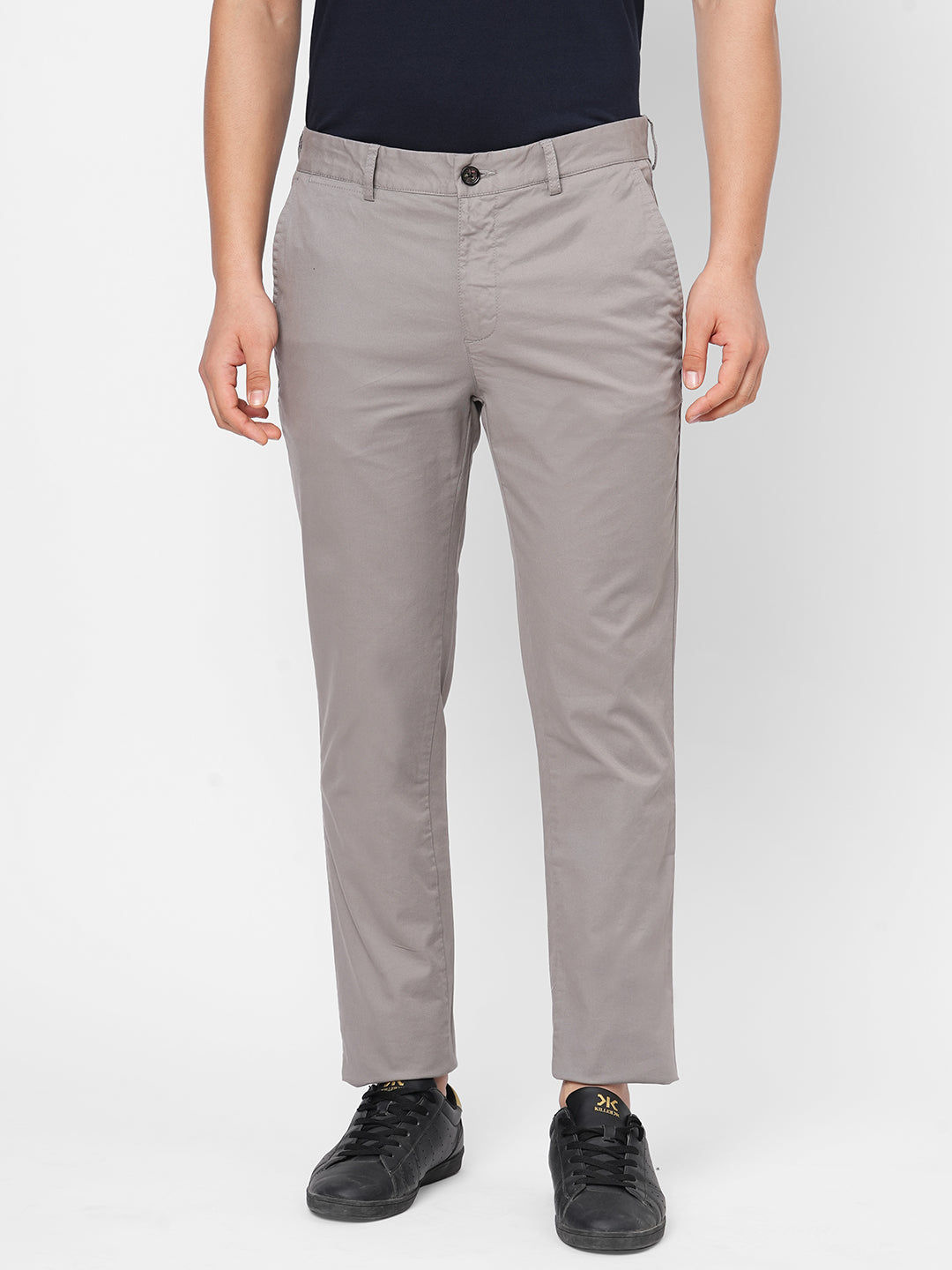 Men's Cotton Lycra Grey Slim Fit Pant