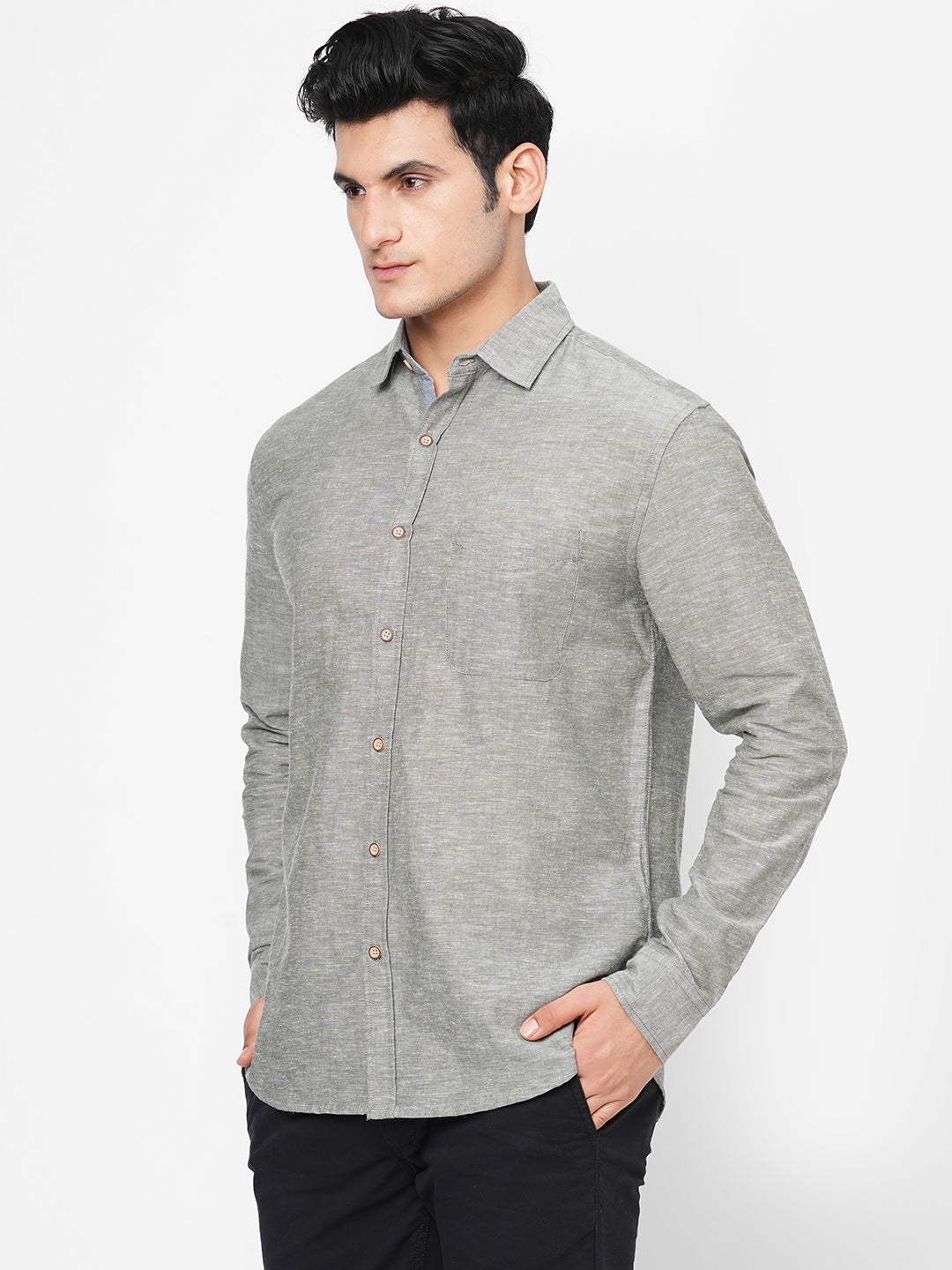 Cotton Linen: Olive Cotton Linen Shirts By The Souled Store