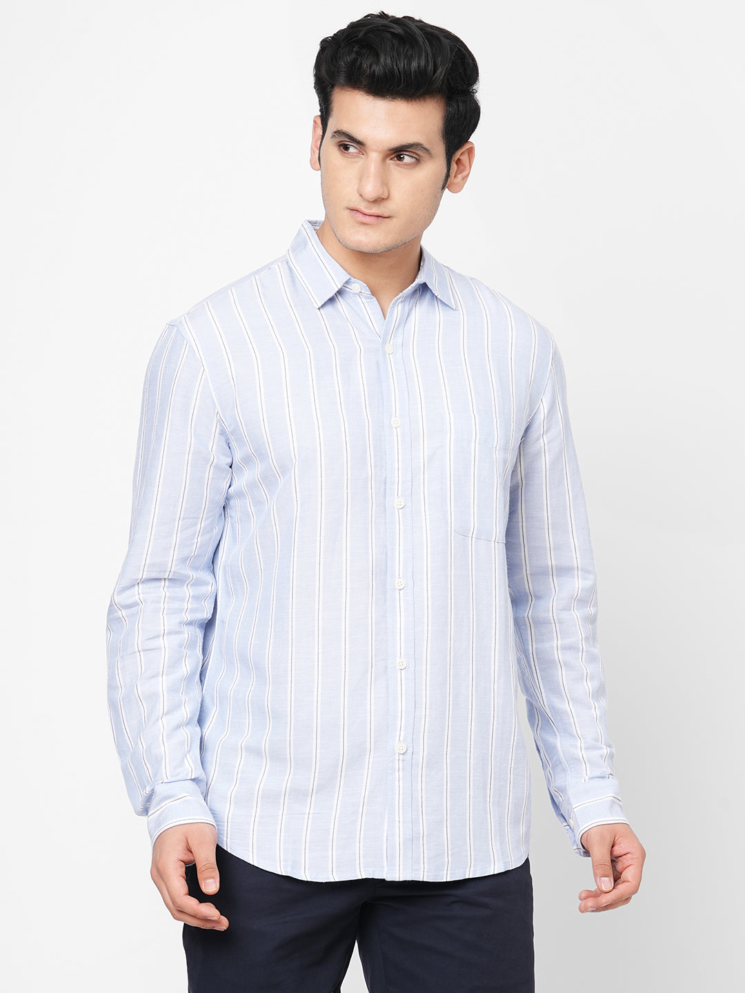 Men's Blue Linen Viscose Regular Fit Shirt
