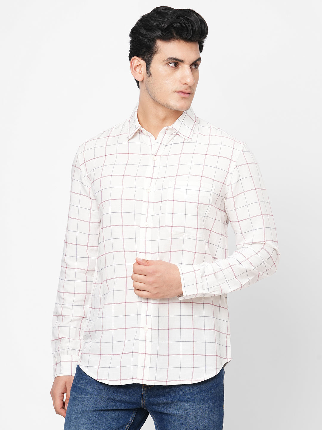 Men's Linen Viscose White Regular Fit Shirt