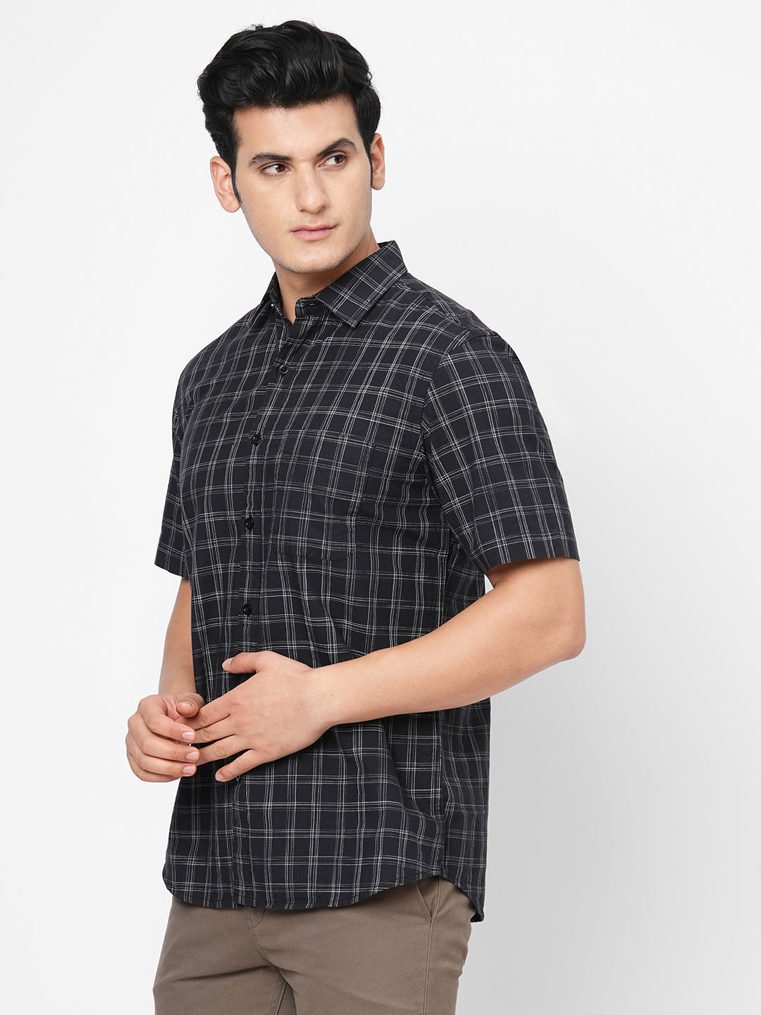 Men's Cotton Black Regular Fit Shirt