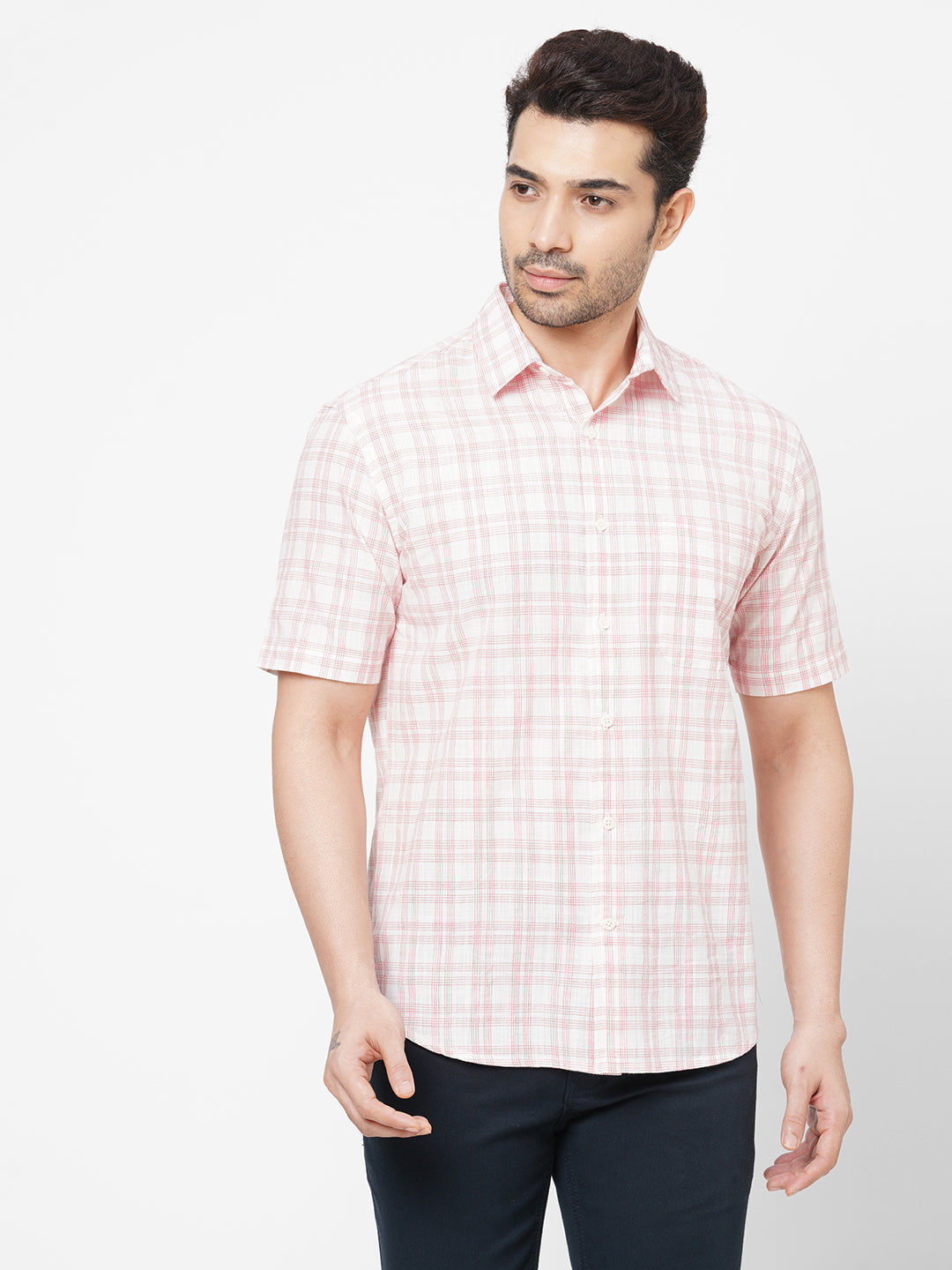 Men's Cotton  Red Regular Fit Shirt