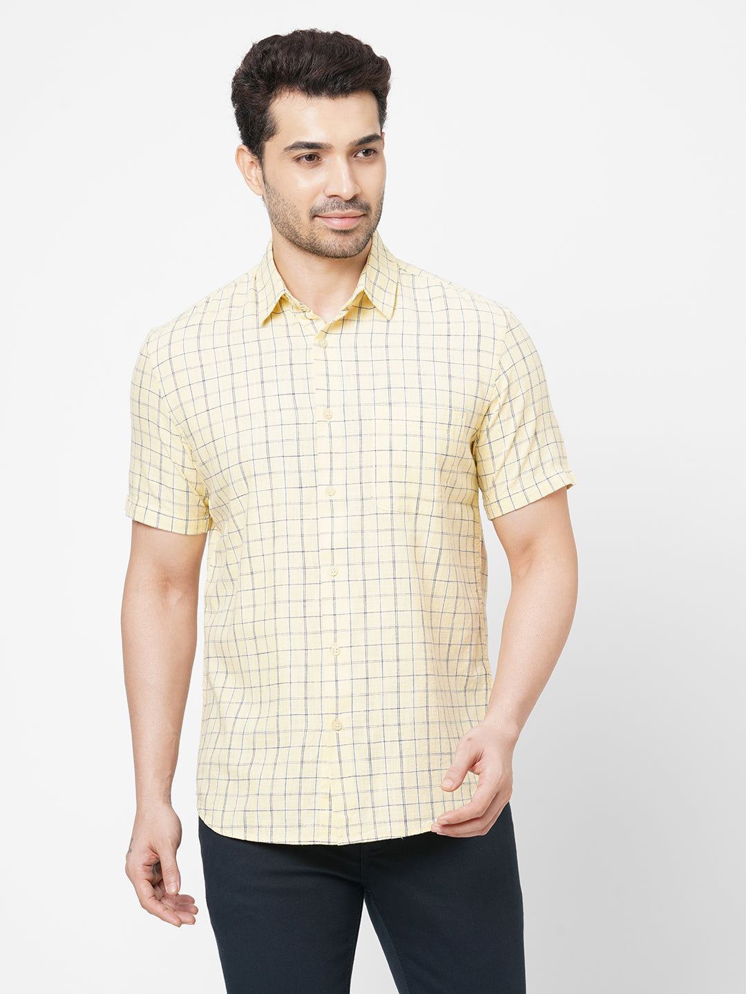 Men's Cotton Yellow Regular Fit Shirt