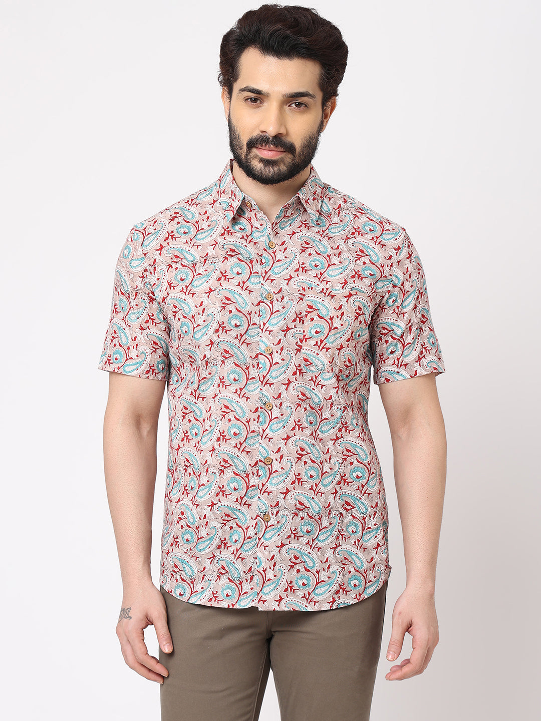 Men's Cotton Sand Regular Fit Shirt