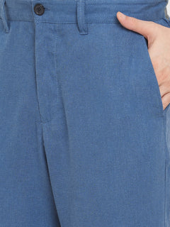 Men's Blue Linen Viscose Regular Fit Shorts