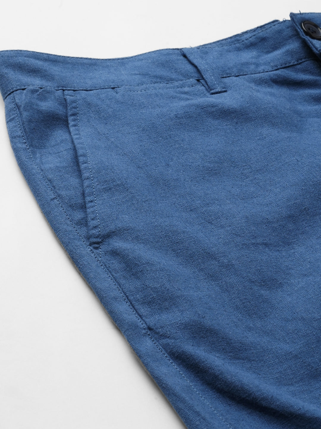 Men's Blue Linen Viscose Regular Fit Shorts