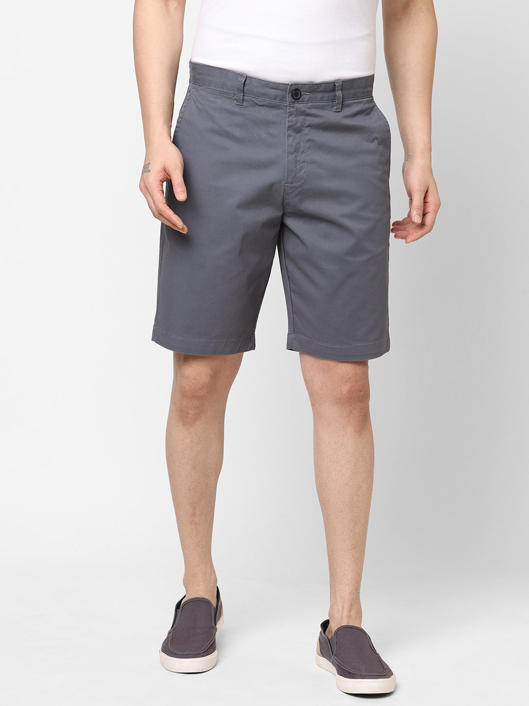 Men's Cotton Lycra Slate Regular Fit Shorts
