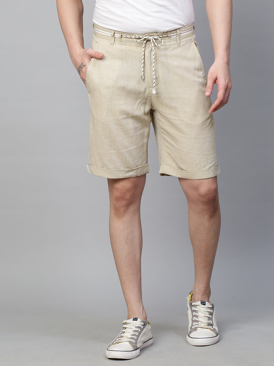 Men's Linen Drawstring Shorts Khaki