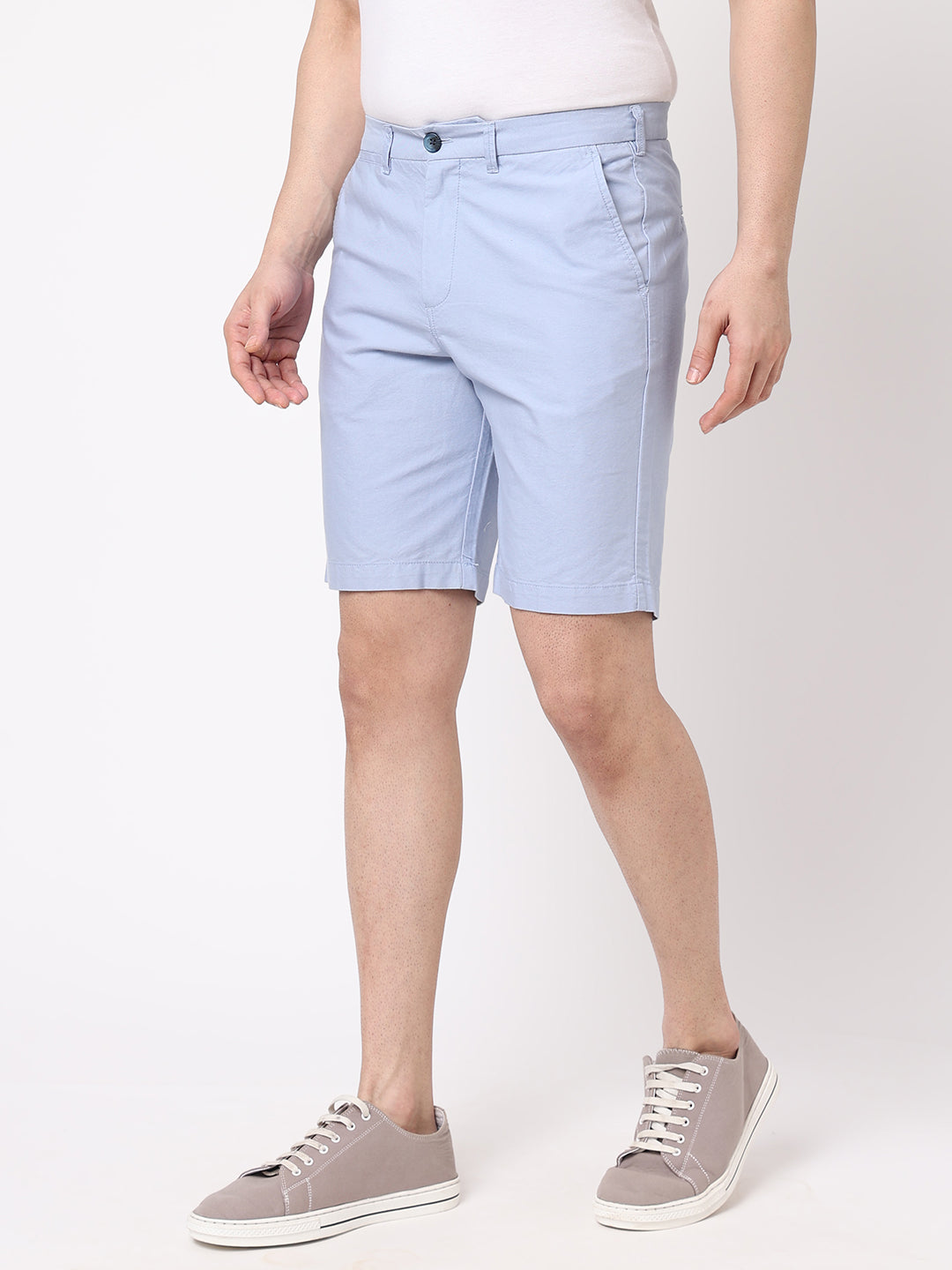 Mens Cotton Blue Regular Fit Shorts