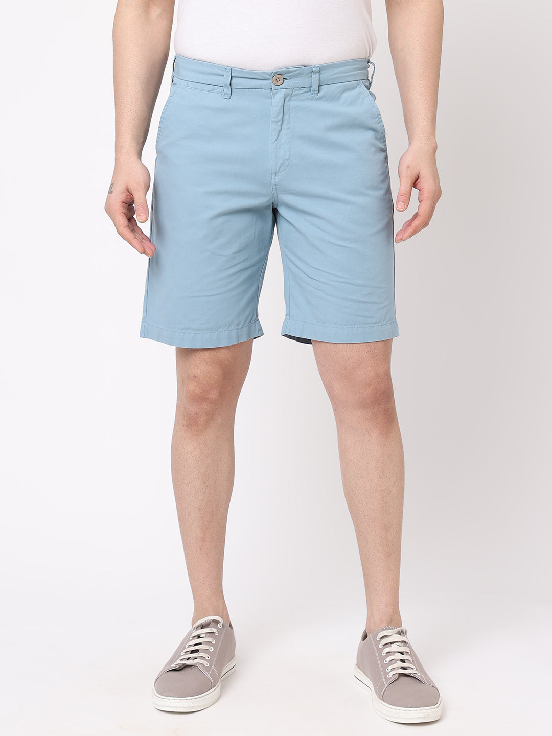 Mens Cotton Blue Regular Fit Shorts
