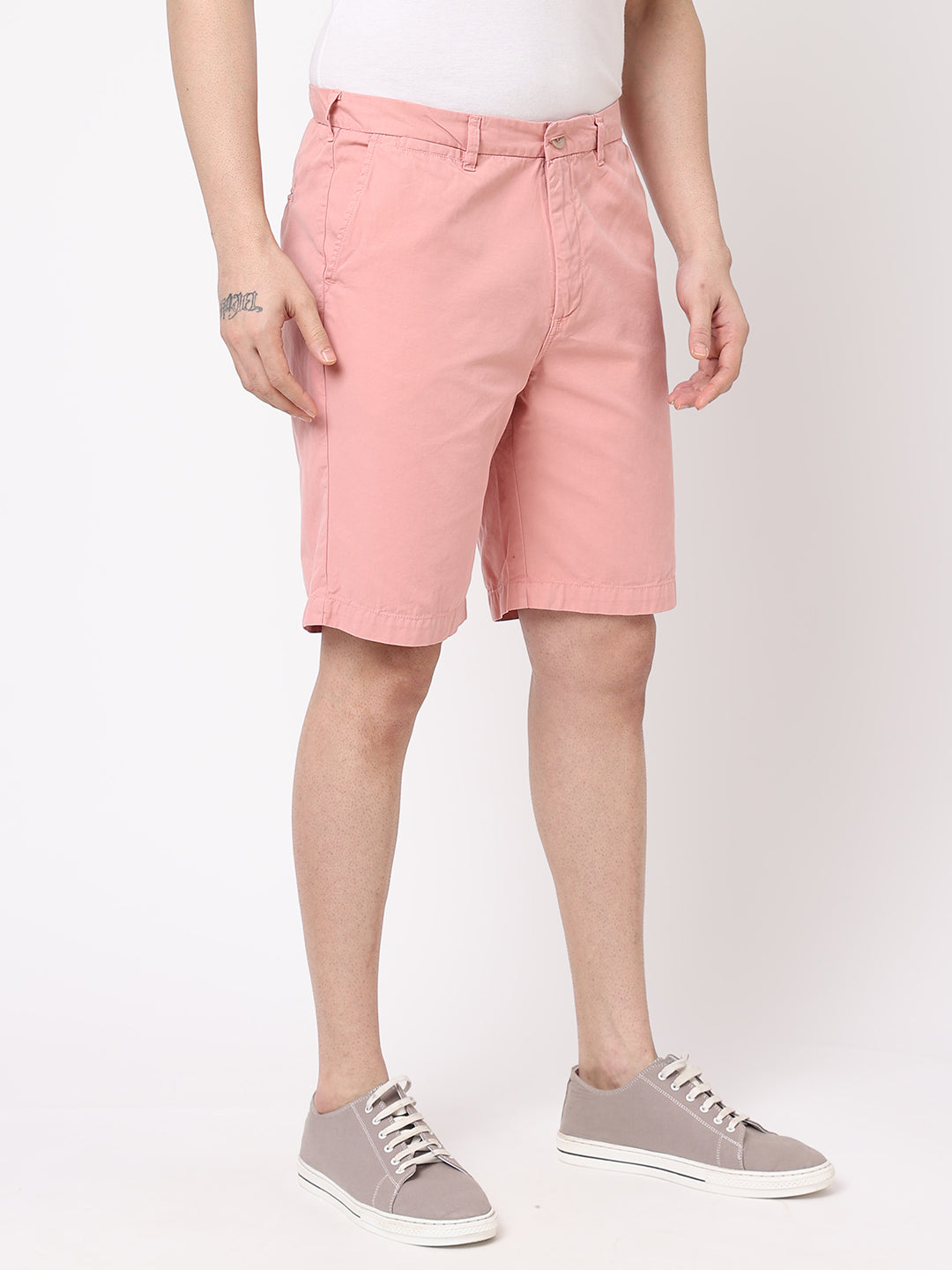 Mens Cotton Pink Regular Fit Shorts
