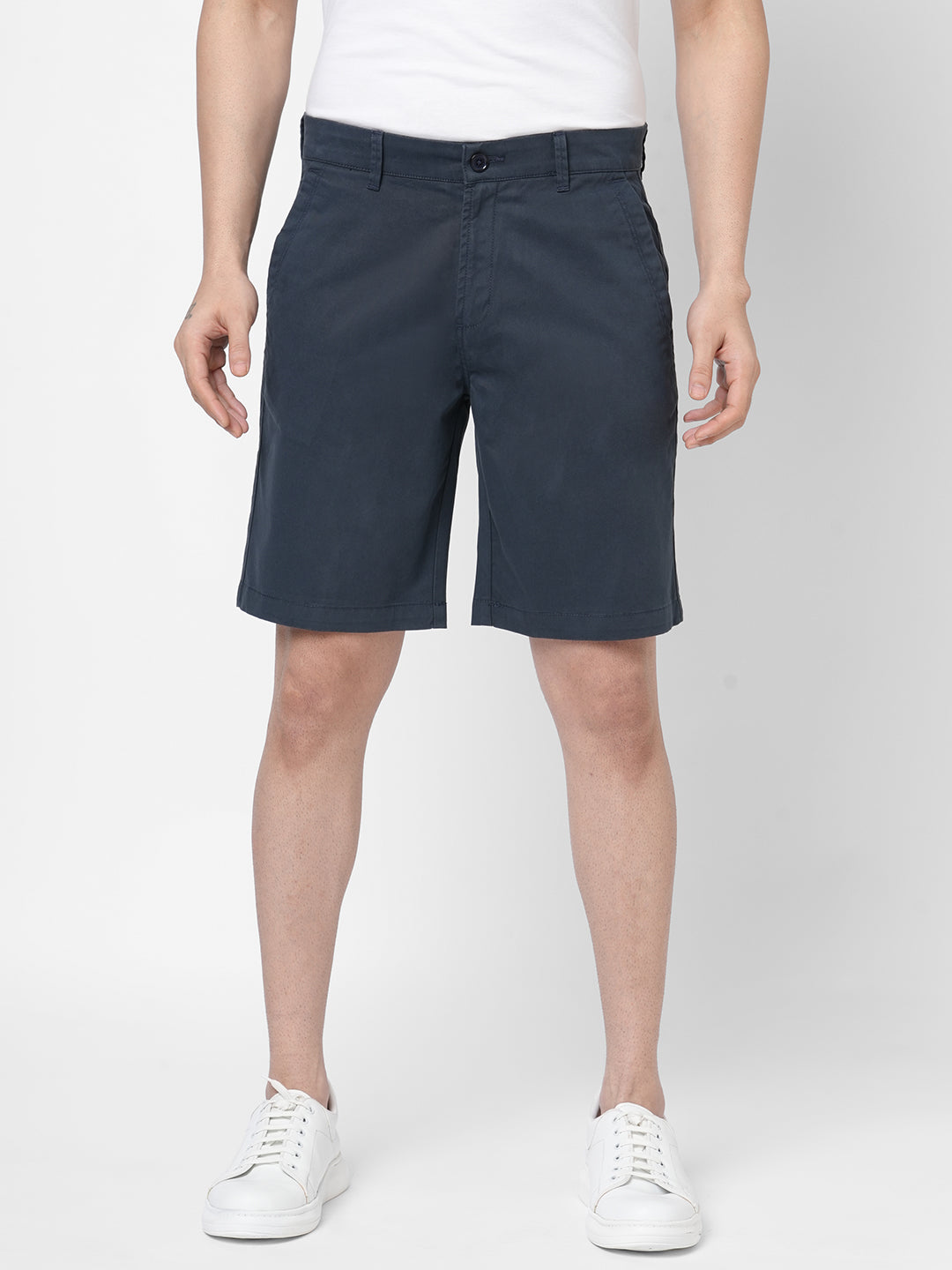Men's Cotton Lycra Navy Regular Fit Shorts