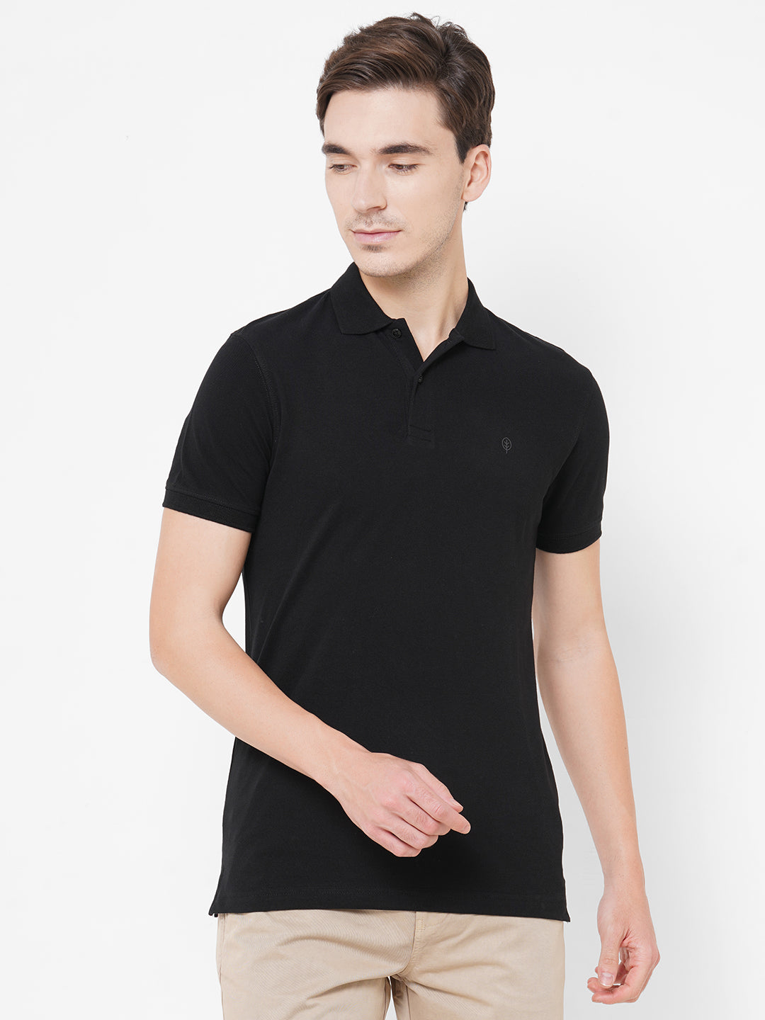 Mens Cotton Black Regular Fit Tshirt