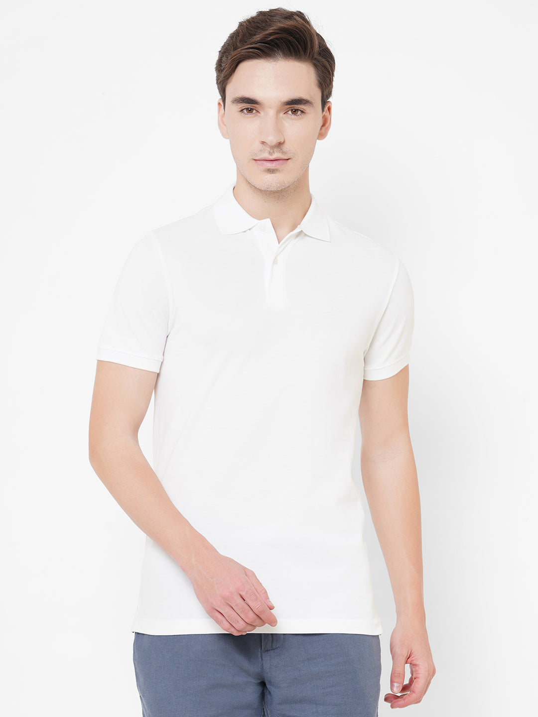 Mens Cotton White Regular Fit Tshirt