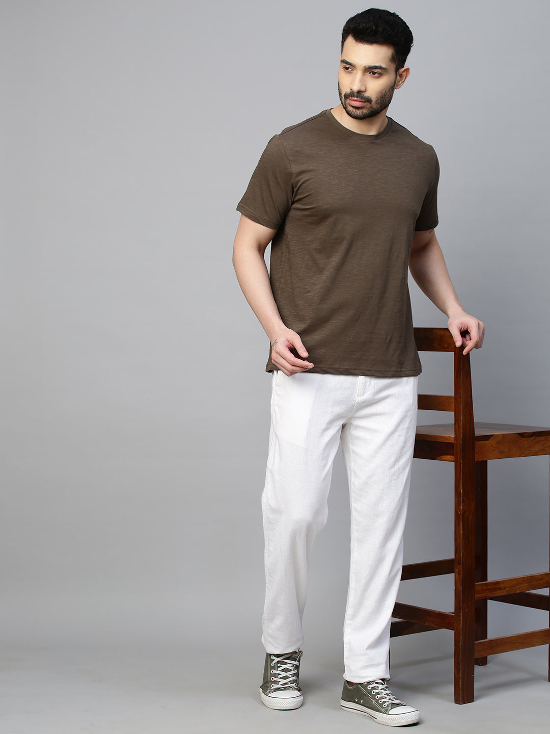Men's Cotton Brown Regular Fit Tshirt
