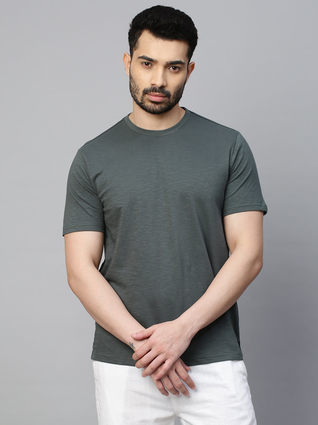Men's Cotton Green Regular Fit Tshirt