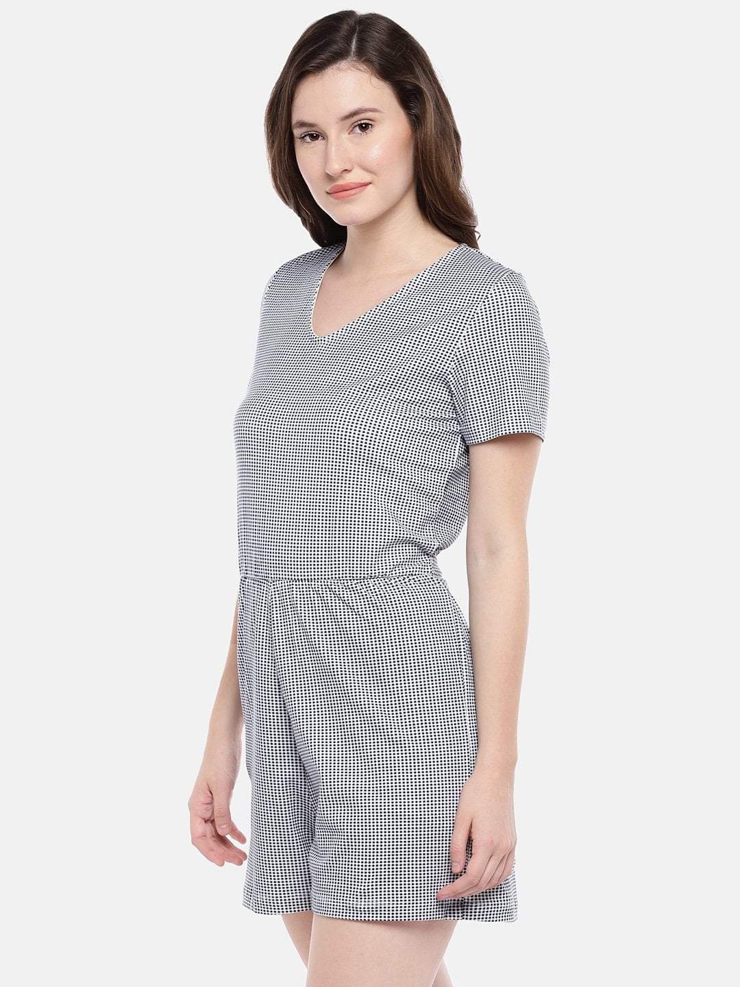 Womens Cotton Lycra Blue Regular Fit Jumpsuit Cottonworld Womens Jumpsuits