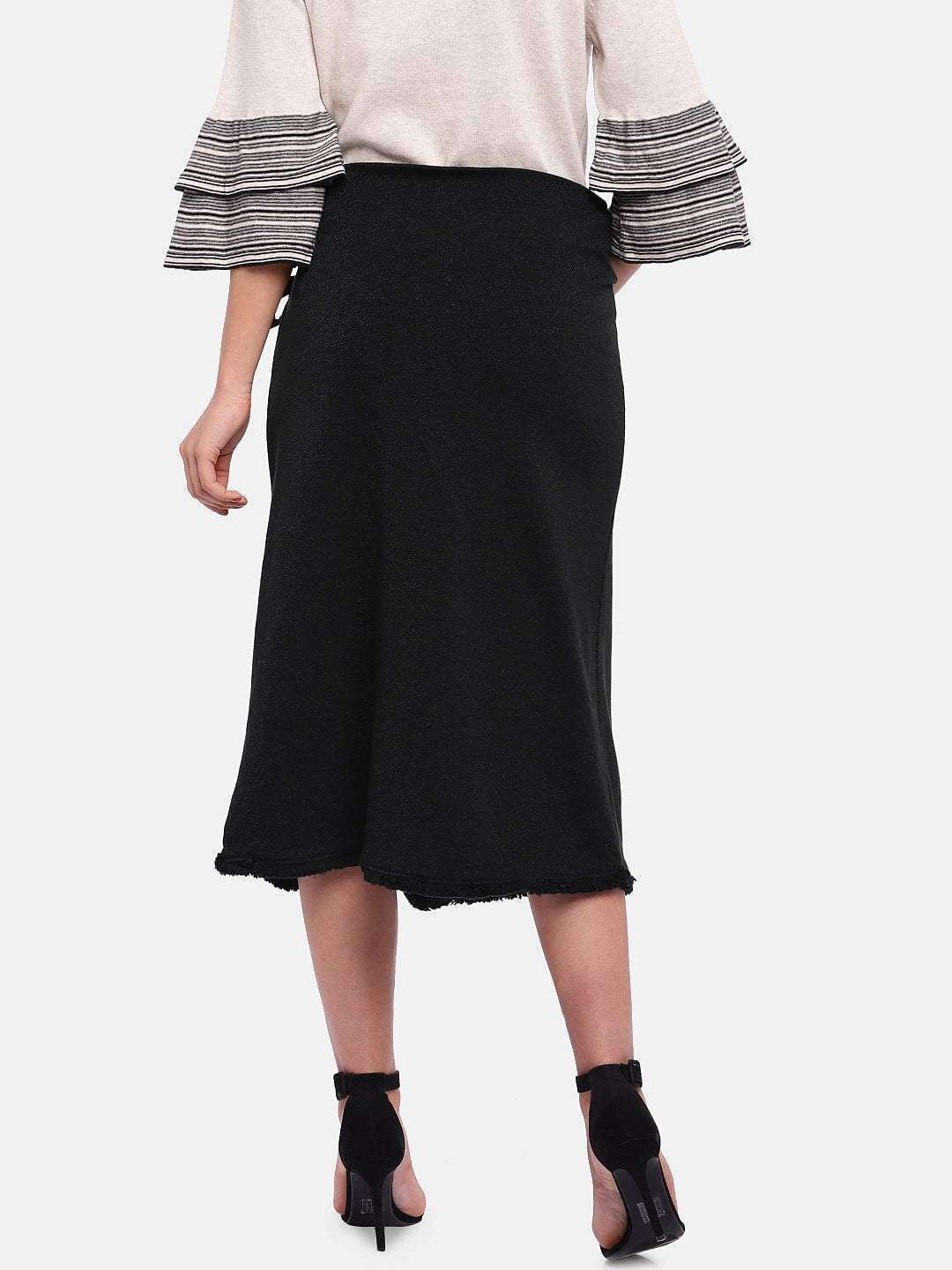 Womens 90% Cotton 10% Elastane Black Straight Fit Kskirt Cottonworld Womens Skirts