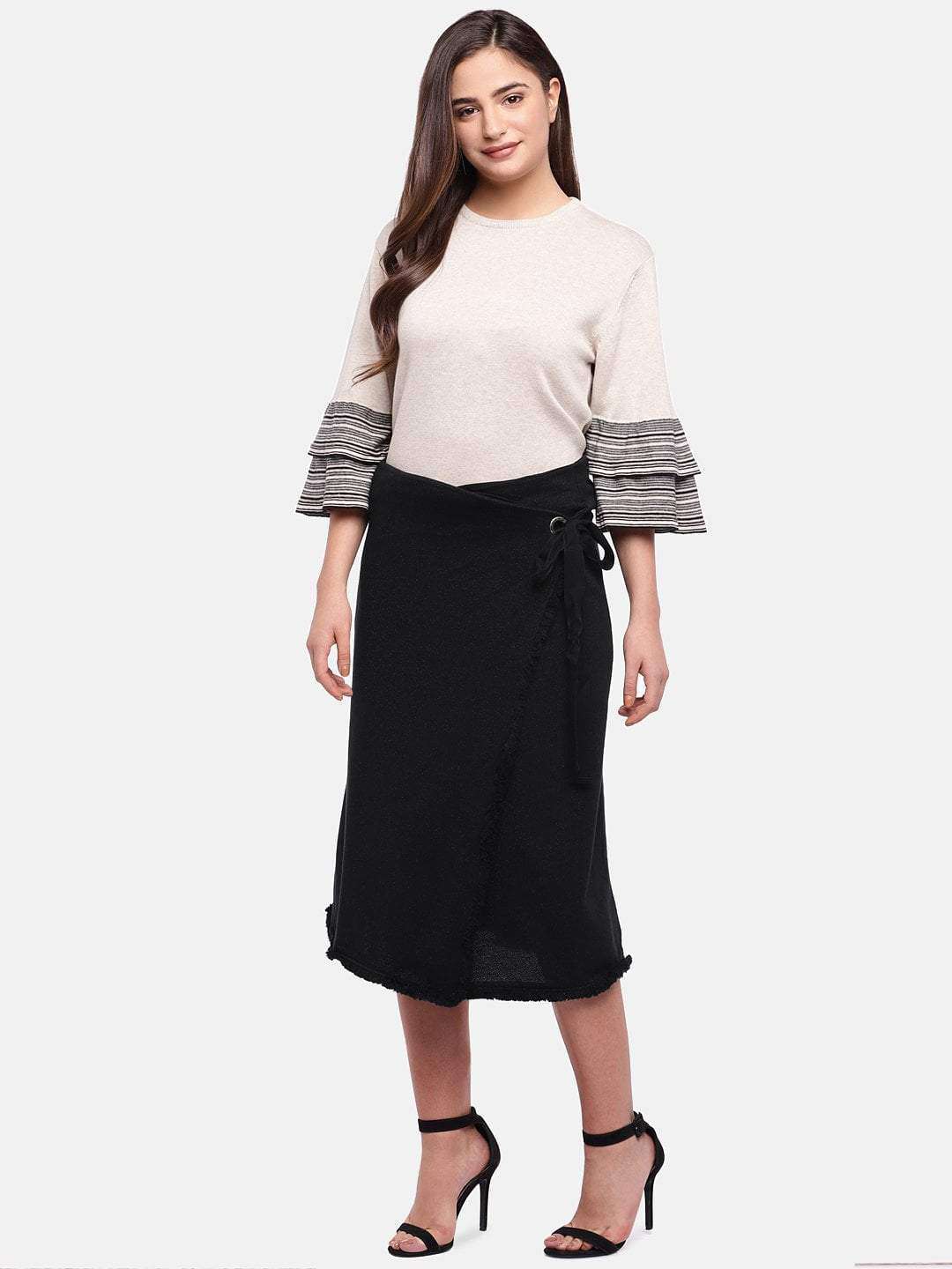 Womens 90% Cotton 10% Elastane Black Straight Fit Kskirt Cottonworld Womens Skirts