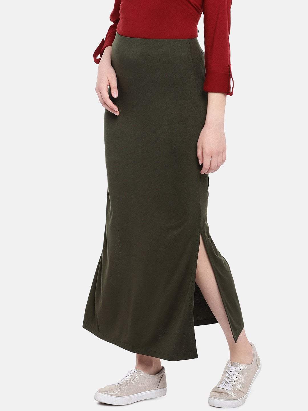 Buy Miss Chase Olive Printed Pencil Skirt for Womens Online  Tata CLiQ