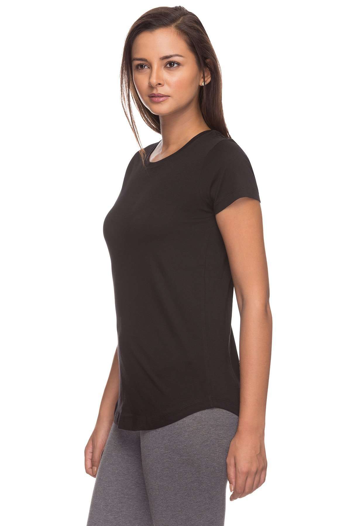 Women's Cotton Black Regular Fit Tshirt